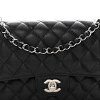 Caviar Quilted Medium Double Flap Black