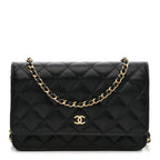 Caviar Quilted Wallet on Chain WOC Black