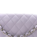 Caviar Quilted Medium Double Flap Light Purple
