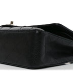 Caviar Quilted Medium Double Flap Black