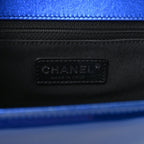 Metallic Patent Quilted New Medium Boy Flap Blue
