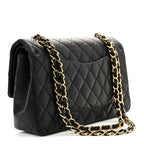 Lambskin Quilted Medium Double Flap Black