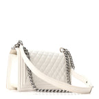 Caviar Quilted Medium Boy Flap White
