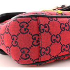 Monogram Multicolor Matelasse Diagonal Floral Embroidered Super Mini GG Marmont Shoulder Bag Red Blue Multicolor