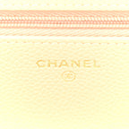 Caviar Quilted Wallet on Chain WOC Beige