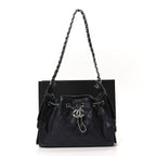 Metallic Caviar Quilted Mini Chanel 25 Handbag Dark Blue
