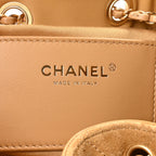 Suede Quilted Small Chanel 25 Handbag Beige