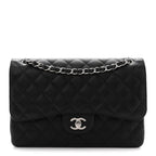 Caviar Quilted Jumbo Double Flap Black