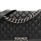 Calfskin Quilted Medium Boy Flap Black