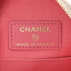 Shiny Goatskin Quilted Chanel 19 Round Clutch With Chain White