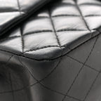 Lambskin Quilted Medium Double Flap Black