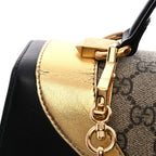 GG Supreme Monogram Small Osiride Top Handle Bag Black Gold