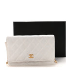 Lambskin Quilted Romance Wallet On Chain WOC White