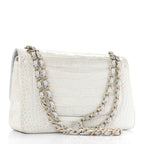 Iridescent Alligator Jumbo Double Flap Light Grey