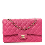 Lambskin Quilted Medium Double Flap Pink