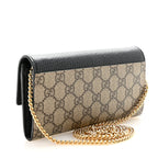 Dollar Calfskin GG Supreme Monogram Petite GG Marmont Wallet Chain Bag Black Beige Ebony