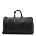 Calfskin Shadow Monogram Keepall Bandouliere 50 Black