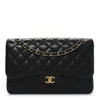 Caviar Quilted Jumbo Double Flap Black