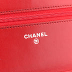 Lambskin Camellia Embossed Wallet On Chain WOC Red