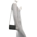 Iridescent Caviar Quilted Wallet on Chain WOC Black