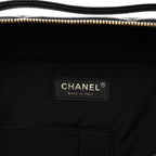 Shiny Grained Calfskin Quilted Large Travel Bowling Bag Black
