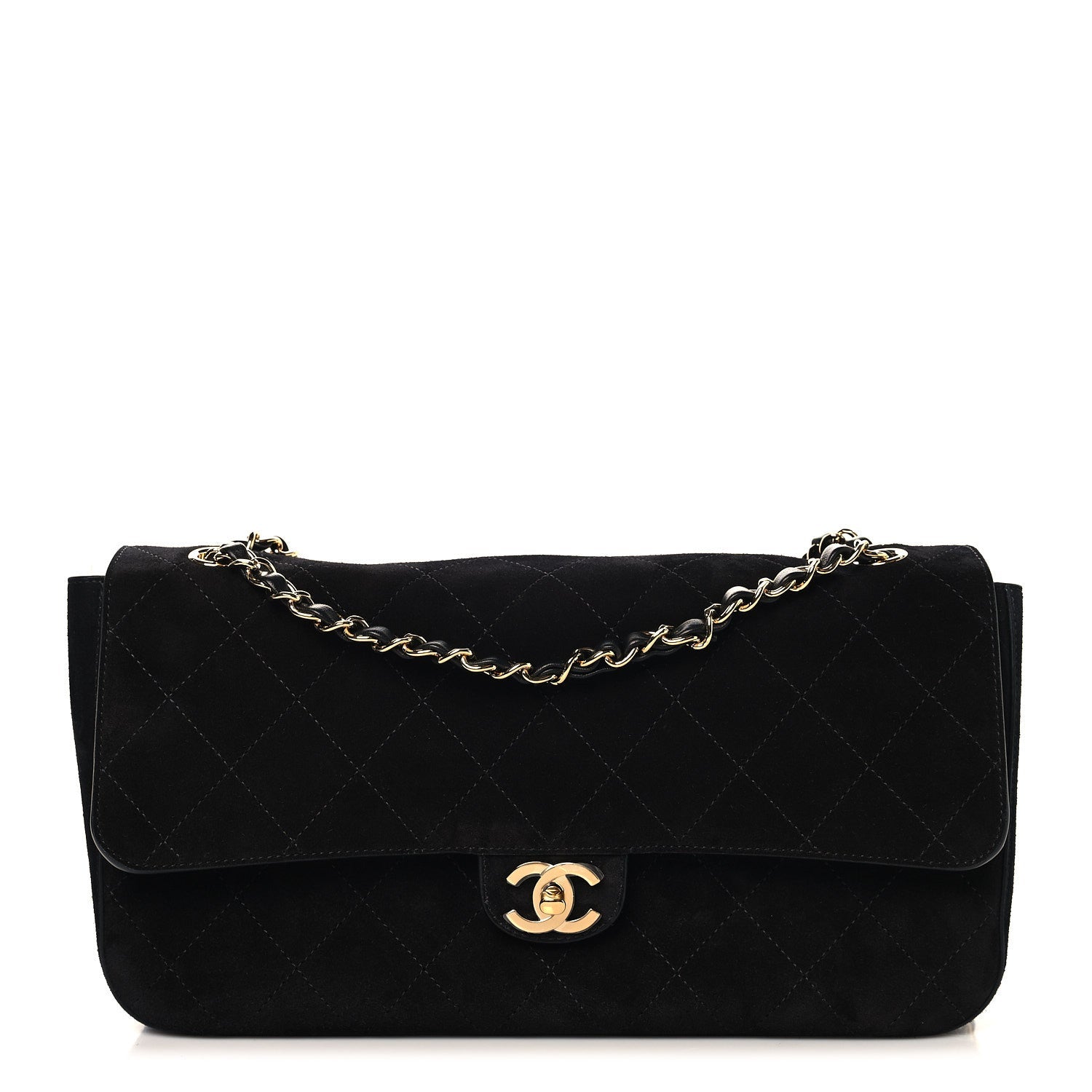 Suede Calfskin Small Souplissimo Maxi Flap Black