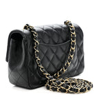 Lambskin Quilted Mini Rectangular Flap Black