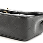 Lambskin Quilted Mini Rectangular Flap Dark Grey