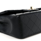 Lambskin Quilted Mini Rectangular Flap Black