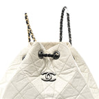 Aged Calfskin Quilted Small Gabrielle Backpack Black White