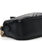 Calfskin Matelasse Small GG Marmont Chain Shoulder Bag Black
