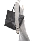 Shiny Calfskin Large Puzzle Fold Tote Dark Grey