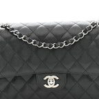 Caviar Quilted Medium Double Flap Black