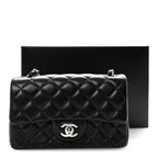 Lambskin Quilted Mini Rectangular Flap Black