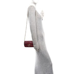 Calfskin Matelasse Super Mini GG Marmont Shoulder Bag Rosso Ancora