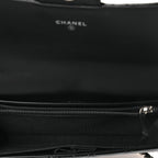 Patent Quilted Wallet On Removable Chain WOC Black