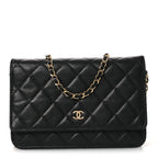 Caviar Quilted Wallet on Chain WOC Black