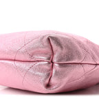 Metallic Lambskin Lacquered Monochrome Quilted Mini Chanel 22 Pink