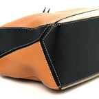Calfskin Small Puzzle Bag Amber Light Oat Black