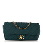 Lambskin Quilted Mini Rectangular Flap Dark Blue