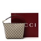 GG Supreme Monogram Textured Calfskin Web Super Mini Ophidia Shoulder Bag Beige Ebony New Acero