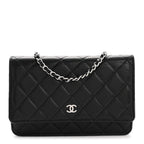 Caviar Quilted Wallet on Chain WOC Black
