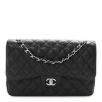 Caviar Quilted Jumbo Double Flap Black