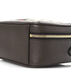 GG Supreme Monogram Textured Dollar Calfskin Mini Ophidia Top Handle Square Shoulder Bag Beige Ebony New Acero