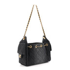 Washed Denim Quilted Mini Chanel 25 Handbag Black