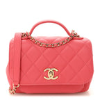 Caviar Quilted Small Business Affinity Flap Coral