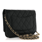 Caviar Quilted Wallet on Chain WOC Black