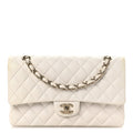 Caviar Quilted Medium Double Flap White