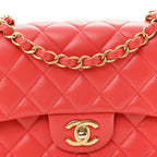 Lambskin Quilted Mini Rectangular Flap Red