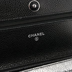 Caviar Quilted Wallet on Chain WOC Black